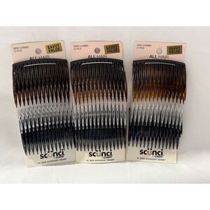 Scunci Conair Side Combs 12 Pc Assorted Colors Bundle of 3 New
